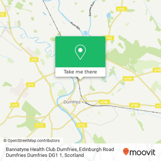 Bannatyne Health Club Dumfries, Edinburgh Road Dumfries Dumfries DG1 1 map