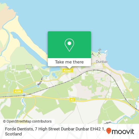 Forde Dentists, 7 High Street Dunbar Dunbar EH42 1 map