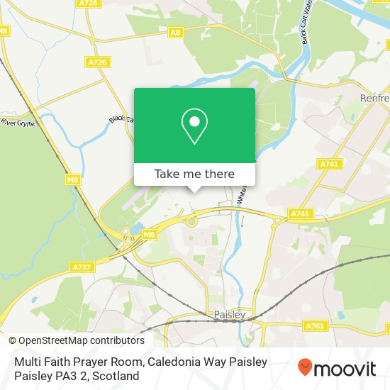 Multi Faith Prayer Room, Caledonia Way Paisley Paisley PA3 2 map