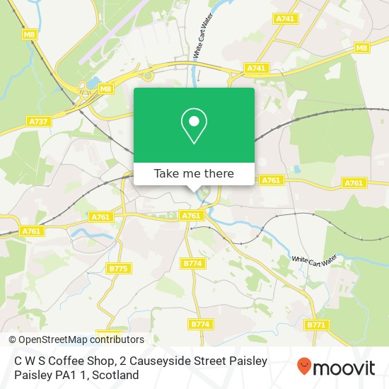 C W S Coffee Shop, 2 Causeyside Street Paisley Paisley PA1 1 map