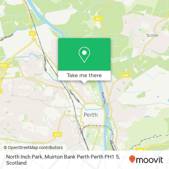 North Inch Park, Muirton Bank Perth Perth PH1 5 map