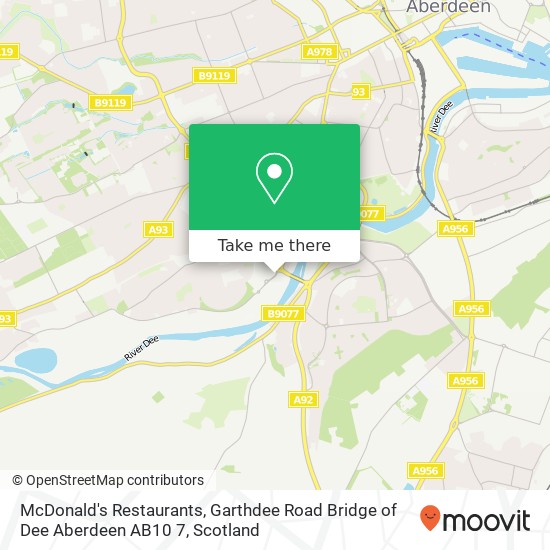 McDonald's Restaurants, Garthdee Road Bridge of Dee Aberdeen AB10 7 map