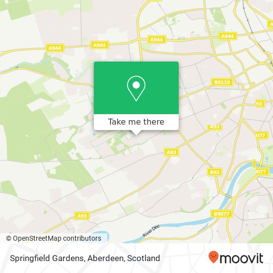 Springfield Gardens, Aberdeen map
