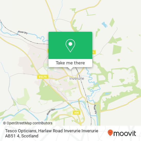 Tesco Opticians, Harlaw Road Inverurie Inverurie AB51 4 map