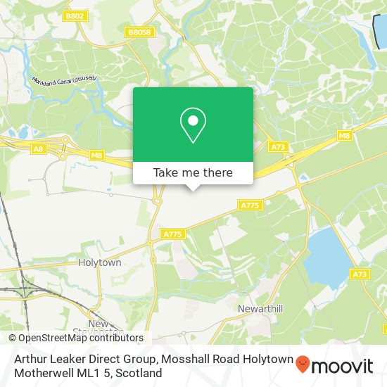 Arthur Leaker Direct Group, Mosshall Road Holytown Motherwell ML1 5 map