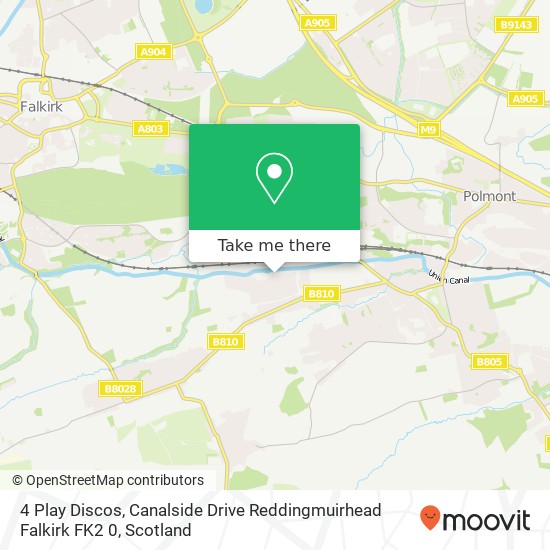 4 Play Discos, Canalside Drive Reddingmuirhead Falkirk FK2 0 map