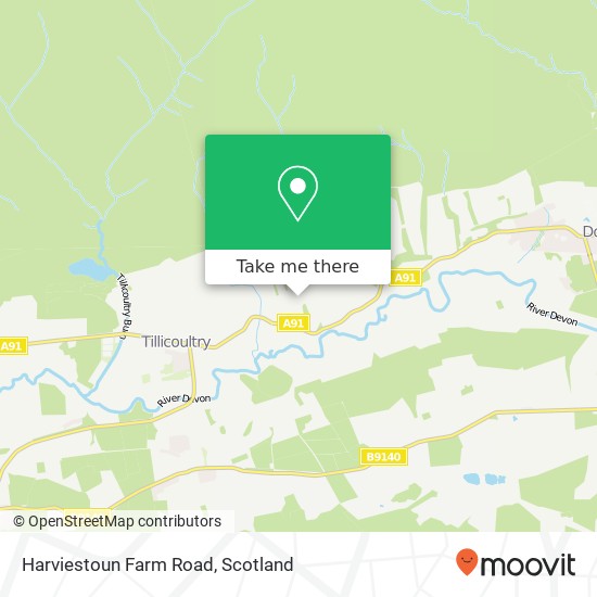 Harviestoun Farm Road map