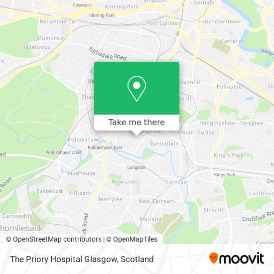 The Priory Hospital Glasgow map