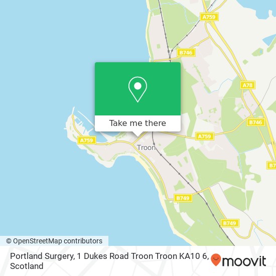 Portland Surgery, 1 Dukes Road Troon Troon KA10 6 map