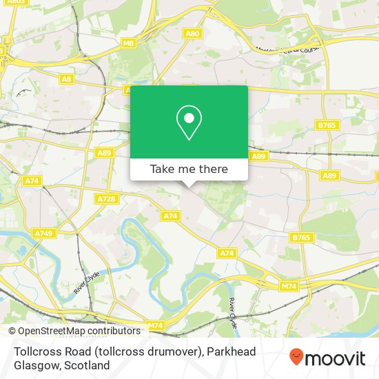Tollcross Road (tollcross drumover), Parkhead Glasgow map