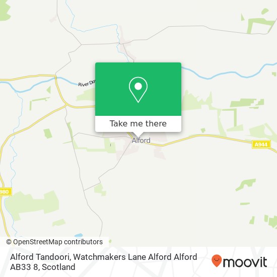 Alford Tandoori, Watchmakers Lane Alford Alford AB33 8 map