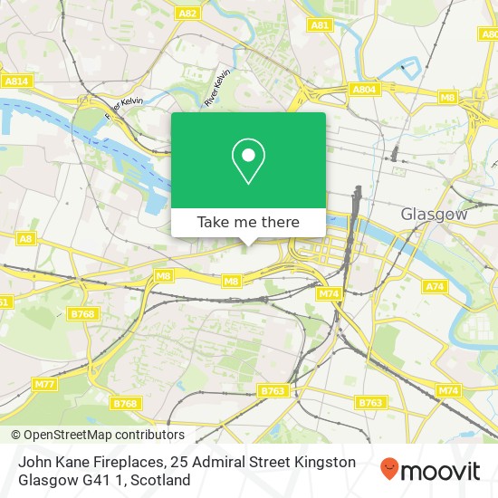 John Kane Fireplaces, 25 Admiral Street Kingston Glasgow G41 1 map