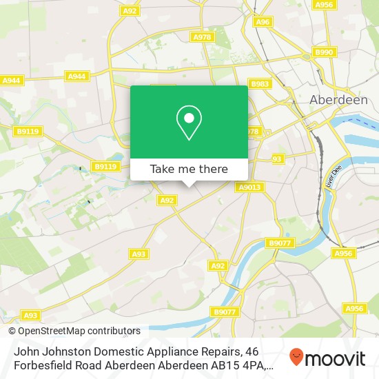 John Johnston Domestic Appliance Repairs, 46 Forbesfield Road Aberdeen Aberdeen AB15 4PA map