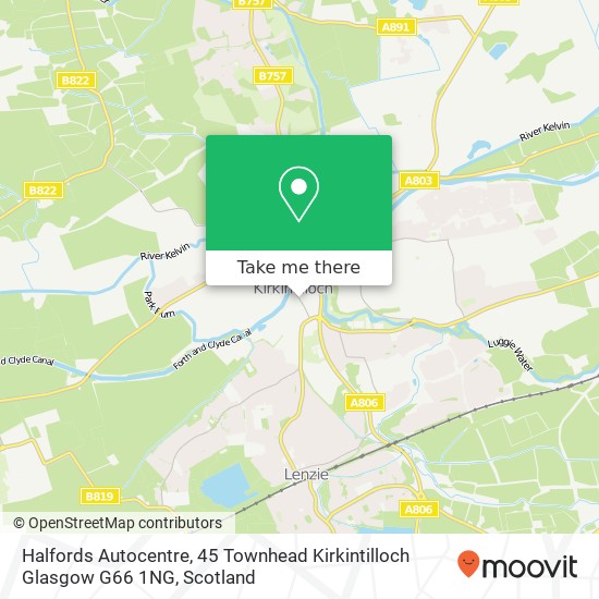 Halfords Autocentre, 45 Townhead Kirkintilloch Glasgow G66 1NG map