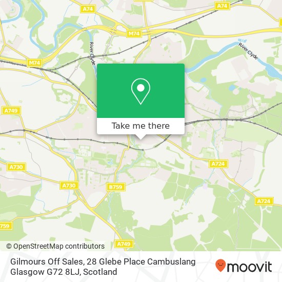 Gilmours Off Sales, 28 Glebe Place Cambuslang Glasgow G72 8LJ map