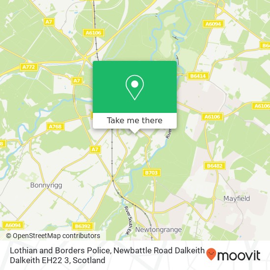 Lothian and Borders Police, Newbattle Road Dalkeith Dalkeith EH22 3 map