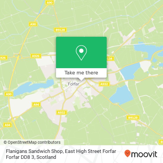Flanigans Sandwich Shop, East High Street Forfar Forfar DD8 3 map