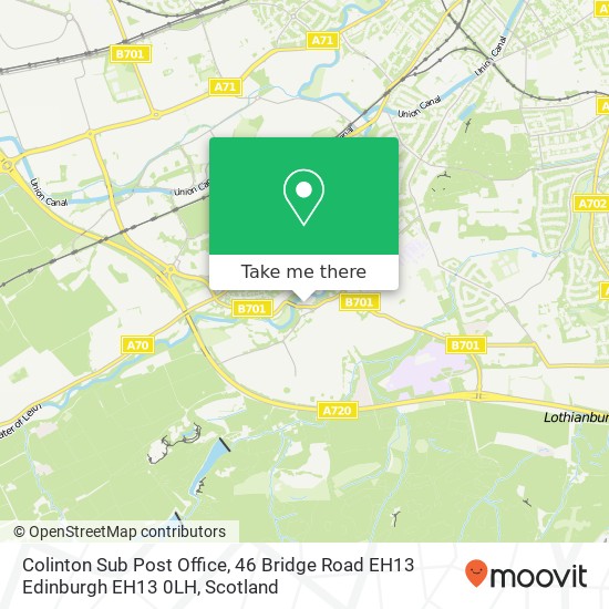 Colinton Sub Post Office, 46 Bridge Road EH13 Edinburgh EH13 0LH map