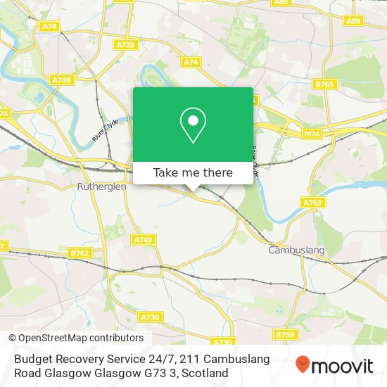 Budget Recovery Service 24 / 7, 211 Cambuslang Road Glasgow Glasgow G73 3 map