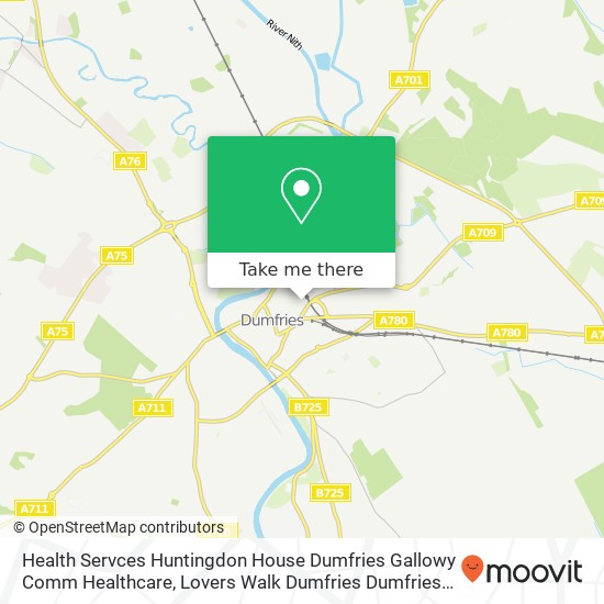 Health Servces Huntingdon House Dumfries Gallowy Comm Healthcare, Lovers Walk Dumfries Dumfries DG1 1LT map