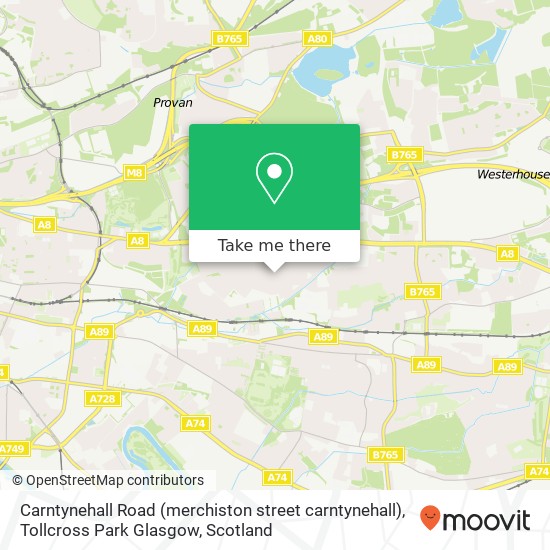 Carntynehall Road (merchiston street carntynehall), Tollcross Park Glasgow map