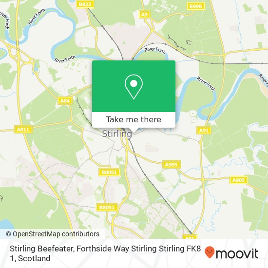 Stirling Beefeater, Forthside Way Stirling Stirling FK8 1 map