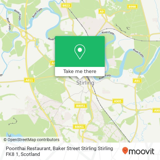 Poonthai Restaurant, Baker Street Stirling Stirling FK8 1 map