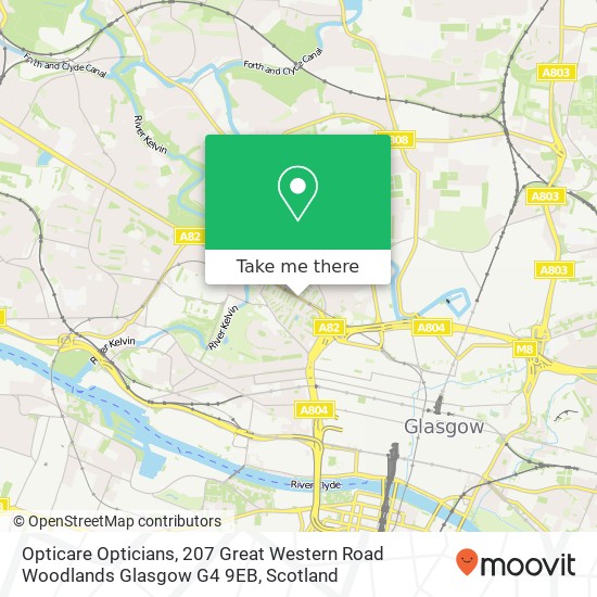 Opticare Opticians, 207 Great Western Road Woodlands Glasgow G4 9EB map