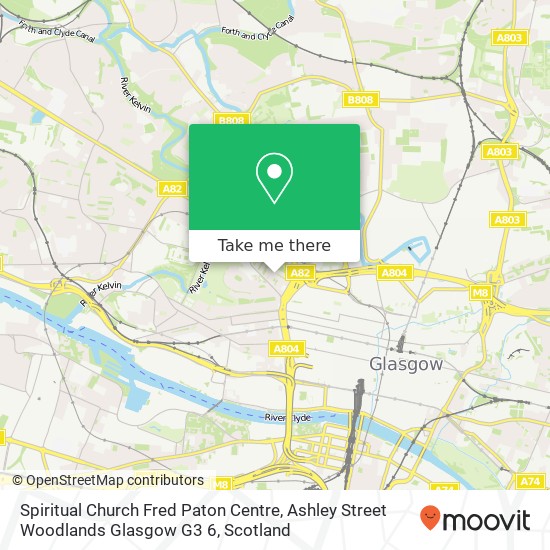 Spiritual Church Fred Paton Centre, Ashley Street Woodlands Glasgow G3 6 map