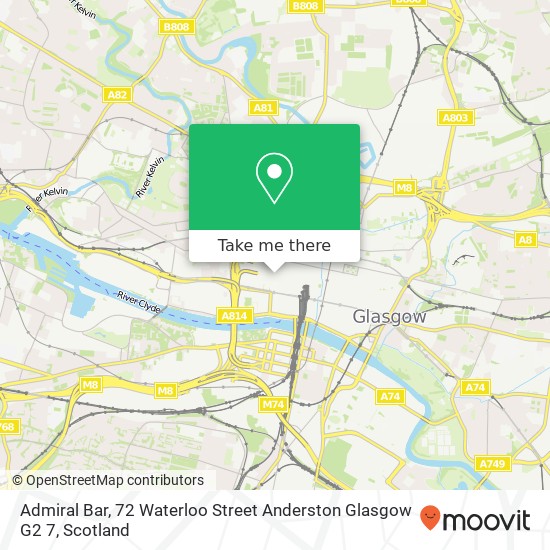 Admiral Bar, 72 Waterloo Street Anderston Glasgow G2 7 map