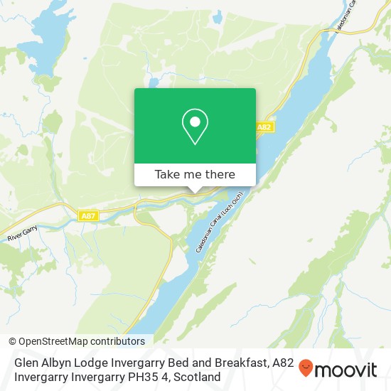 Glen Albyn Lodge Invergarry Bed and Breakfast, A82 Invergarry Invergarry PH35 4 map