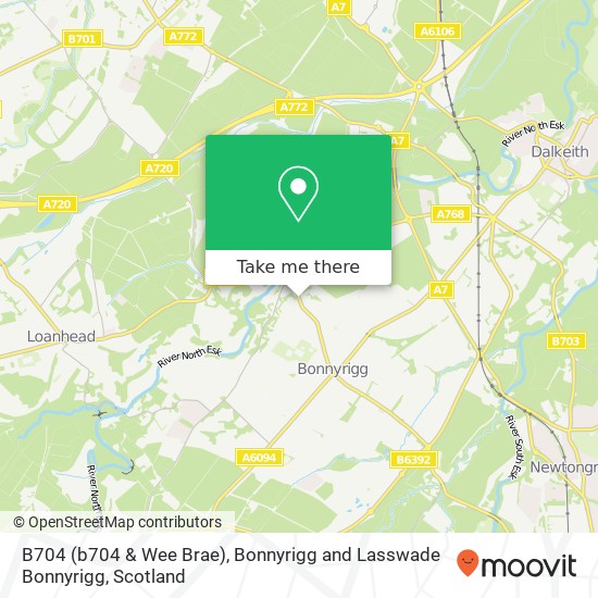 B704 (b704 & Wee Brae), Bonnyrigg and Lasswade Bonnyrigg map