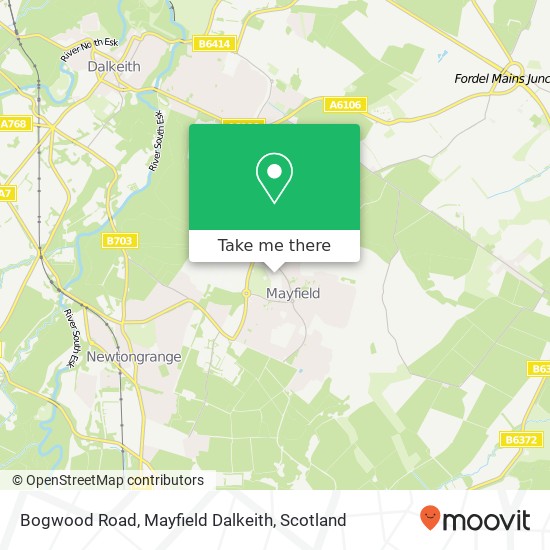 Bogwood Road, Mayfield Dalkeith map