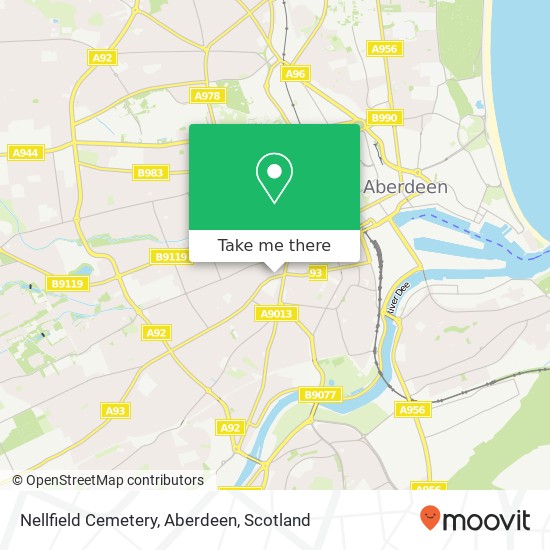 Nellfield Cemetery, Aberdeen map
