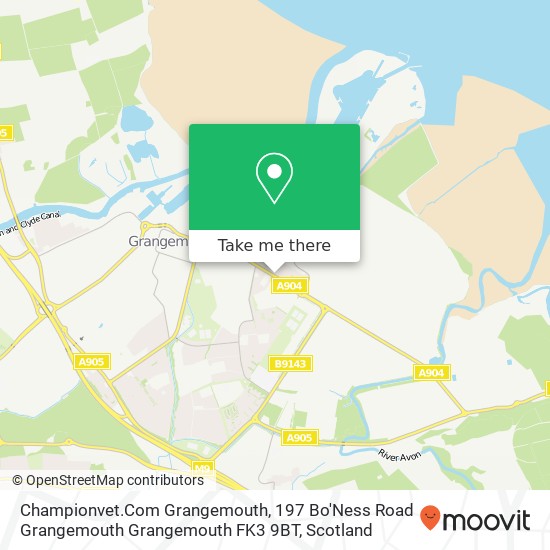 Championvet.Com Grangemouth, 197 Bo'Ness Road Grangemouth Grangemouth FK3 9BT map