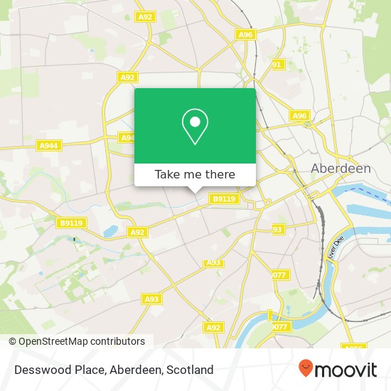 Desswood Place, Aberdeen map