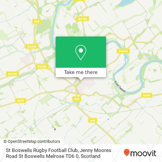 St Boswells Rugby Football Club, Jenny Moores Road St Boswells Melrose TD6 0 map