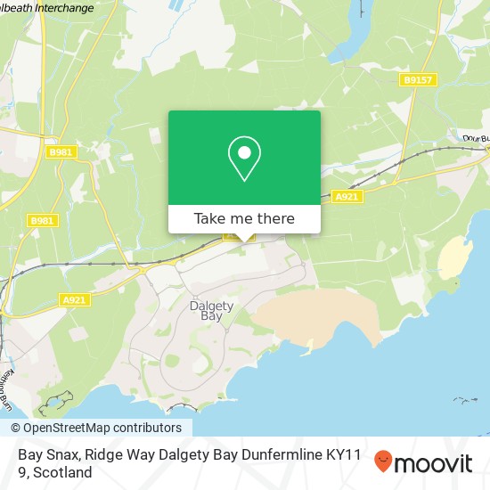 Bay Snax, Ridge Way Dalgety Bay Dunfermline KY11 9 map