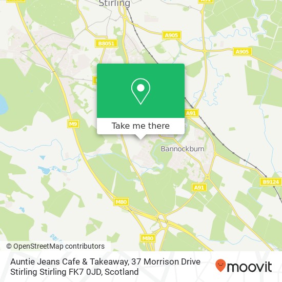 Auntie Jeans Cafe & Takeaway, 37 Morrison Drive Stirling Stirling FK7 0JD map