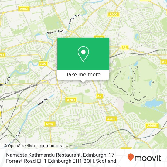 Namaste Kathmandu Restaurant, Edinburgh, 17 Forrest Road EH1 Edinburgh EH1 2QH map