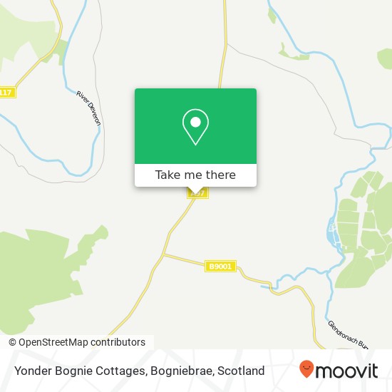 Yonder Bognie Cottages, Bogniebrae map
