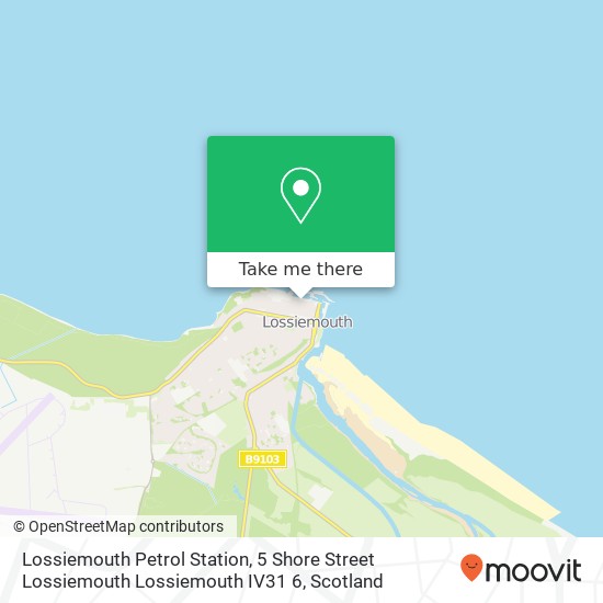 Lossiemouth Petrol Station, 5 Shore Street Lossiemouth Lossiemouth IV31 6 map