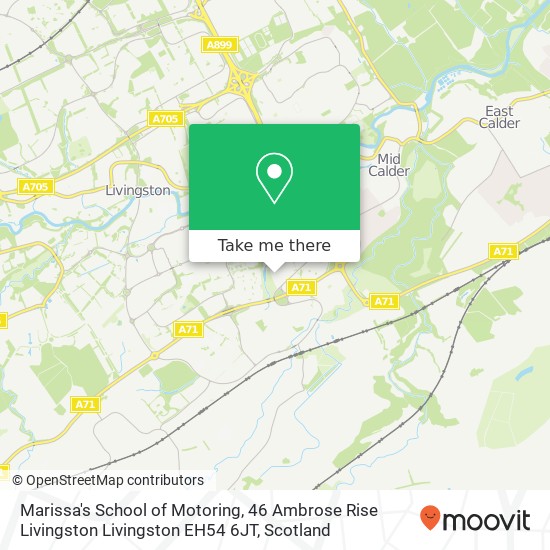 Marissa's School of Motoring, 46 Ambrose Rise Livingston Livingston EH54 6JT map