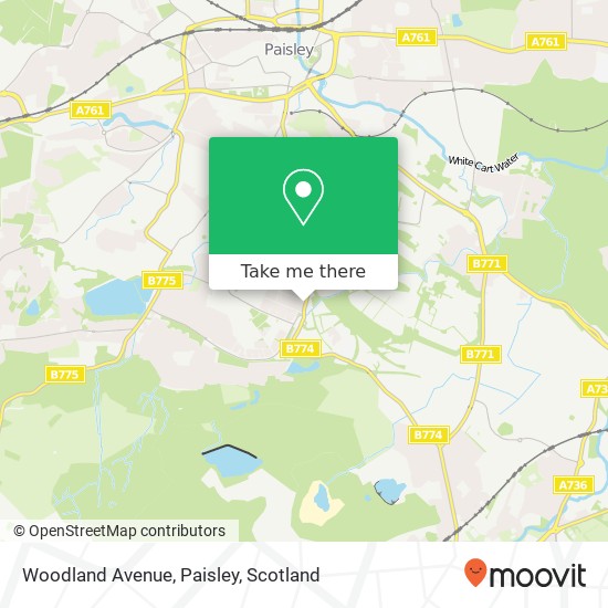 Woodland Avenue, Paisley map