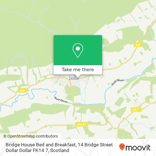 Bridge House Bed and Breakfast, 14 Bridge Street Dollar Dollar FK14 7 map