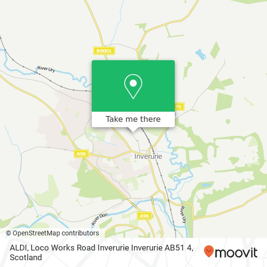 ALDI, Loco Works Road Inverurie Inverurie AB51 4 map