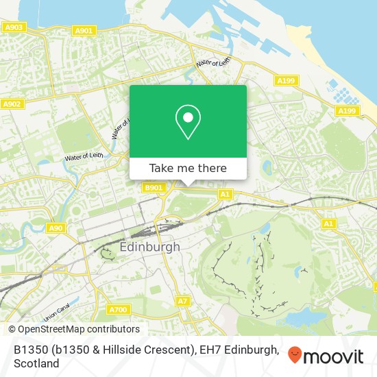 B1350 (b1350 & Hillside Crescent), EH7 Edinburgh map