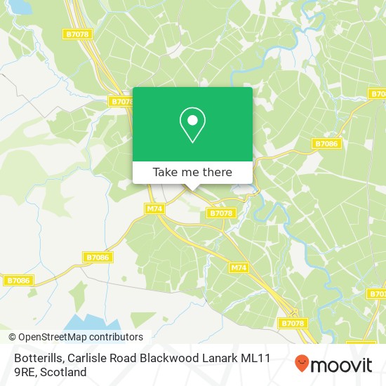 Botterills, Carlisle Road Blackwood Lanark ML11 9RE map