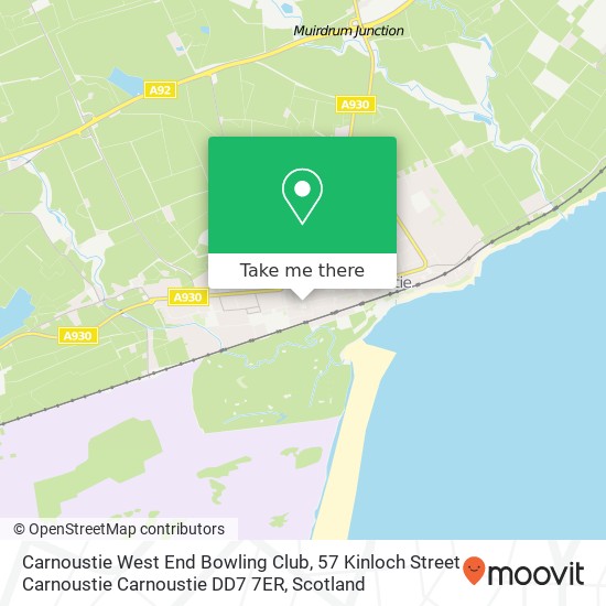 Carnoustie West End Bowling Club, 57 Kinloch Street Carnoustie Carnoustie DD7 7ER map