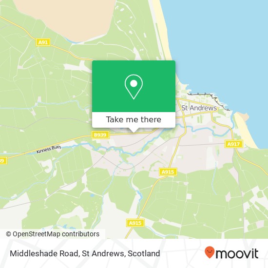 Middleshade Road, St Andrews map